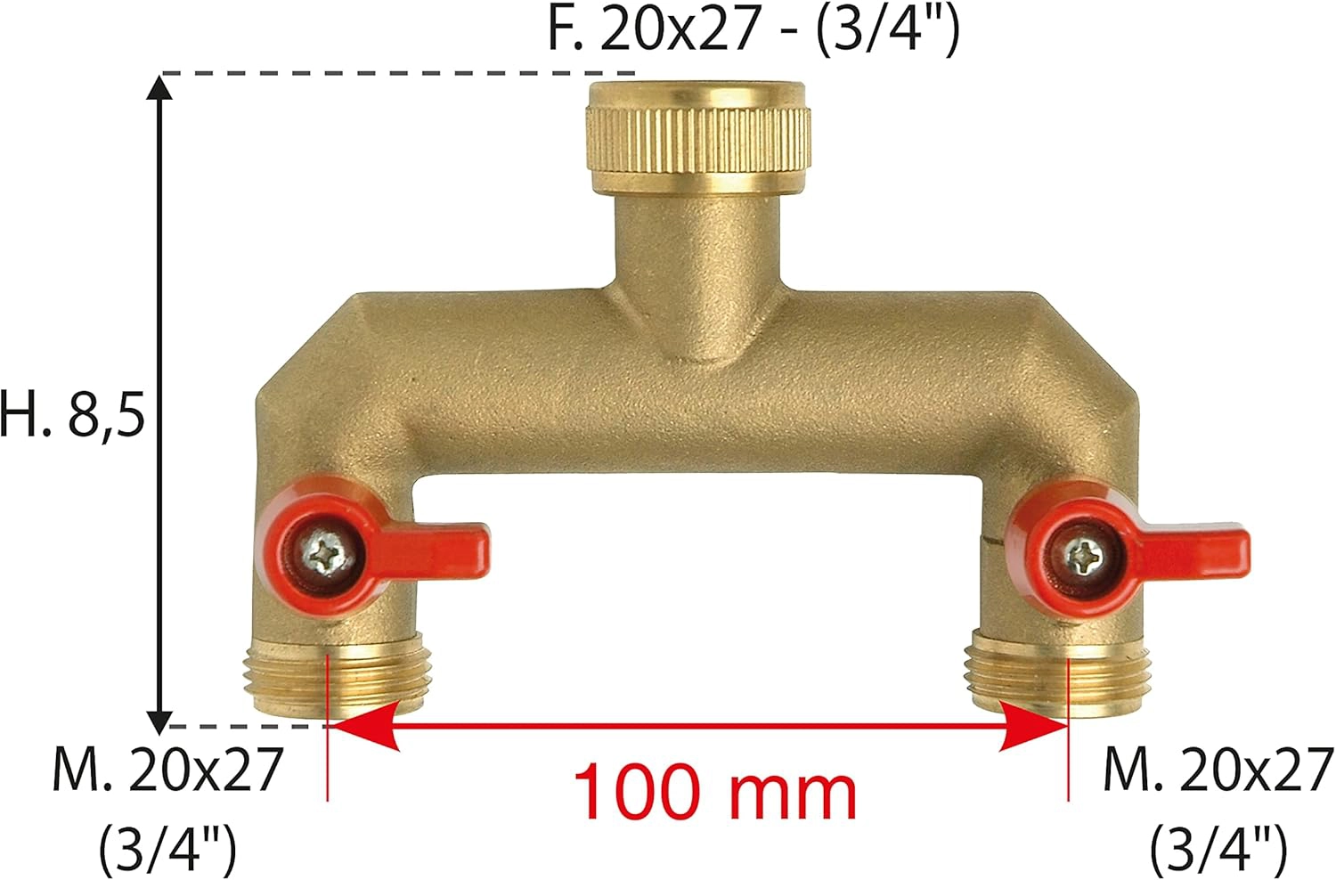 Der 2-Wege-Verteiler wird direkt an den Wasserhahn geschraubt. Er schafft Ihnen die Möglichkeit, zwei Schläuche mit einem Wasserhahn zu speisen.