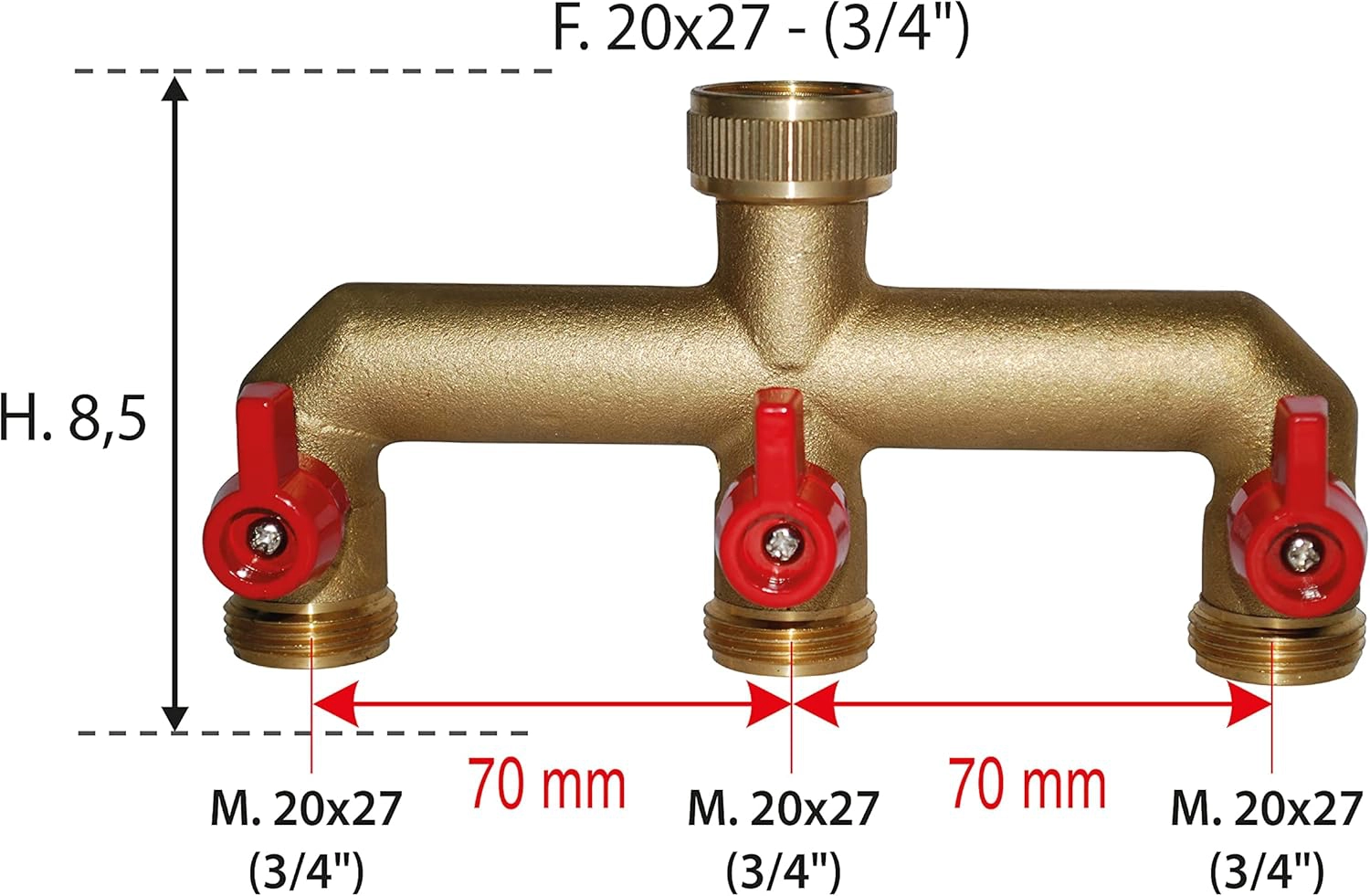 Der 2-Wege-Verteiler wird direkt an den Wasserhahn geschraubt. Er schafft Ihnen die Möglichkeit, zwei Schläuche mit einem Wasserhahn zu speisen.