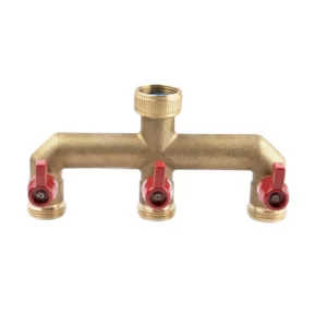 Hahnanschluss 3-Wegeverteiler 3/4 " aus Messing mit Absperrventil