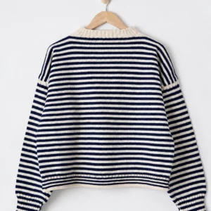 Guernsey Cropped "Striped Navy"